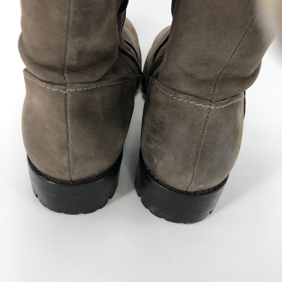 Cole Haan Nike Air Waterproof Knee High Boots Weathered Suede Leather Brown Lace - Picture 10 of 16